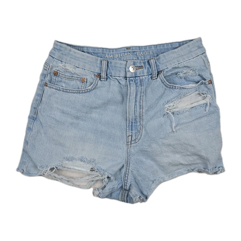 American Eagle Strigid Relaxed Shorts Denim Women's Size 8‎ Blue Distressed
